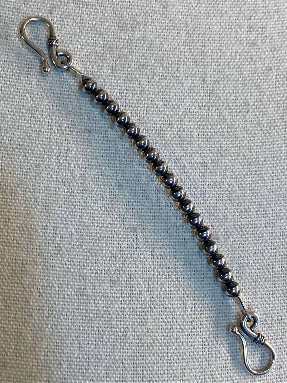 Sterling Silver Navajo Pearl Necklace Extender 10cm 3mm Bead Southwestern